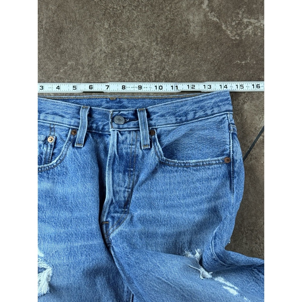 Levi's 501 Women's 26x28 Button Fly Skinny Leg Big E Light Washed Distressed - Picture 12 of 13